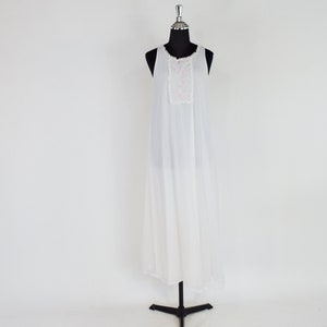 1950s White Long Peignoir Set 50s White Sheer Nylon Peignoir Miss Elaine Medium image 8