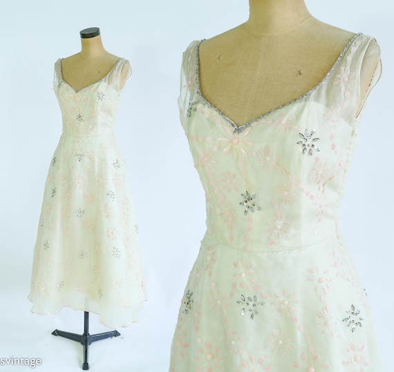 1940s Vintage Embroidered Evening Dress | Creme Organza Rhinestone Formal, Small - Etsy Australia 1940s Vintage Embroidered Evening Dress | Creme Organza Rhinestone Formal, Small - Etsy Australia