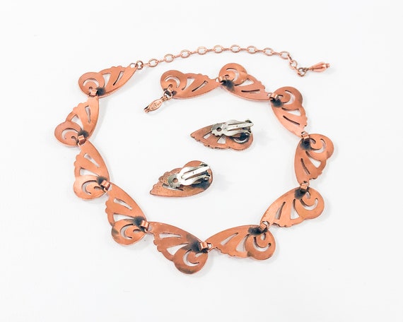 Renoir | 1950s Copper Swirls Necklace & Earrings … - image 6