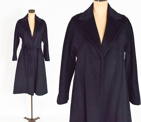 1950s Lilli Ann Black Wool Swing Coat | 50s Black