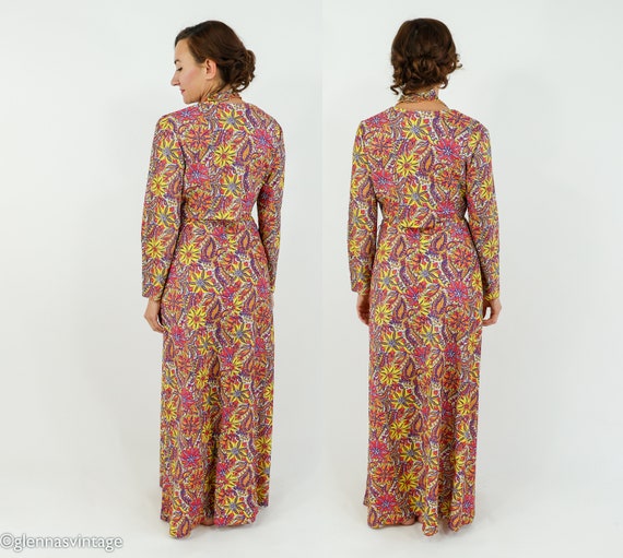 1970s Flowered Metallic Halter Maxi Dress Jacket … - image 2