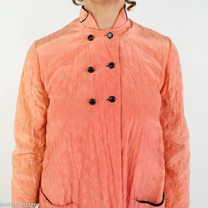 1940s Coral Quilted Pajamas Set 40s Peach Quilted Robe & Slacks Old Hollywood Medium image 10