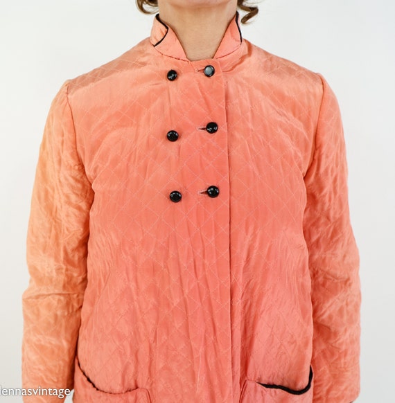 1940s Coral Quilted Pajamas Set | 40s Peach Quilt… - image 10
