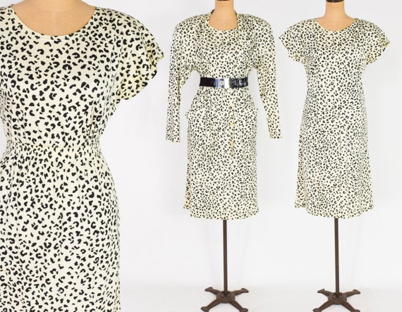 1980s Animal Print Cotton Knit Set | 80s Leopard … - image 1