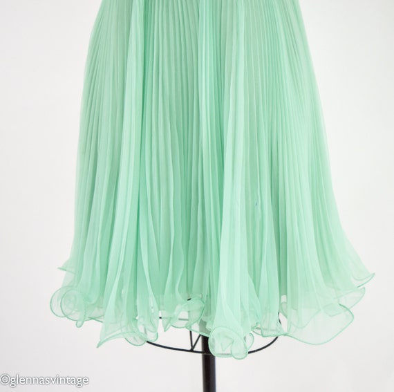 1960s Green Pleated Party Dress | 60s Mint Green … - image 8