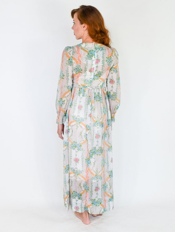 1970s Floral Maxi Peasant Dress | 70s Floral Shee… - image 4