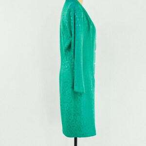 1980s Emerald Green Silk Dress 80s Green 100% Silk Dress Green Coat Dress Medium image 4