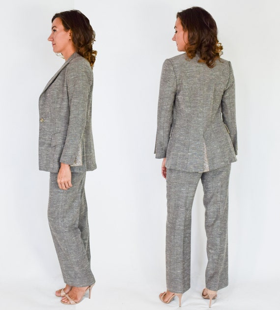 Richard Tyler | 1990s Gray Pantsuit | 90s Gray He… - image 2