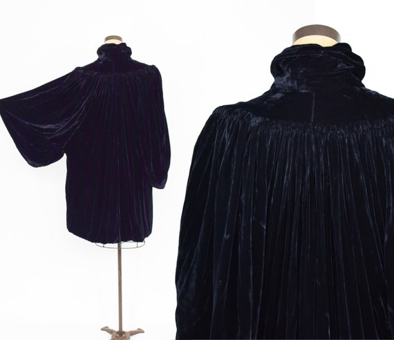 1930s Black Silk Velvet Coat | 30s Black Velvet E… - image 6