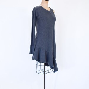 2000s Gray Knit Dress Gray Sweatshirt Dress Asymmetrical Gray Sport Dress ATKO Small image 5