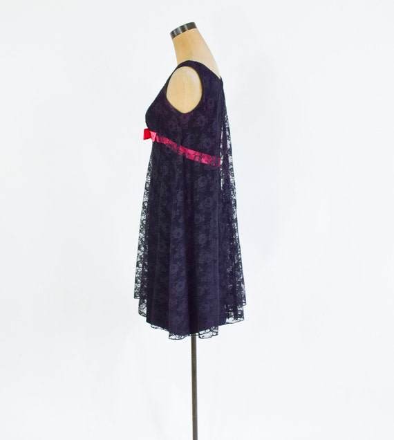 1960s Black Lace & Hot Pink Party Dress | 60s Bla… - image 6