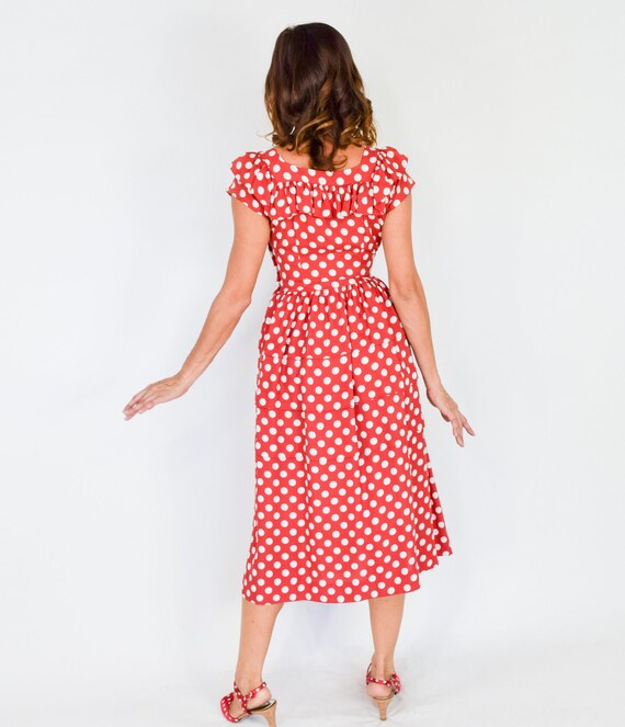 1940s Red & White Polka Dot Dress | 40s Red Polka… - image 5