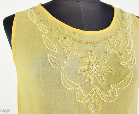1920s Buttercup Yellow Silk Dress | 20s Yellow Be… - image 6