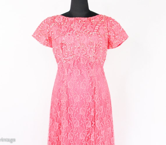 1950s Pink Lace Sequin Formal | 50s Pink Lace Eve… - image 8