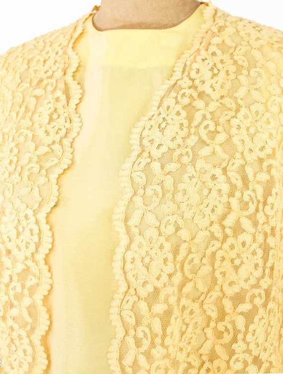 1960s Yellow Silk Dress & Lace Coat Set | 60s But… - image 10