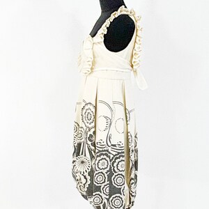 1990s White Wool Sleeveless Dress 90s Creme & Gray Print Wool Sundress WangWei Gallery S image 4