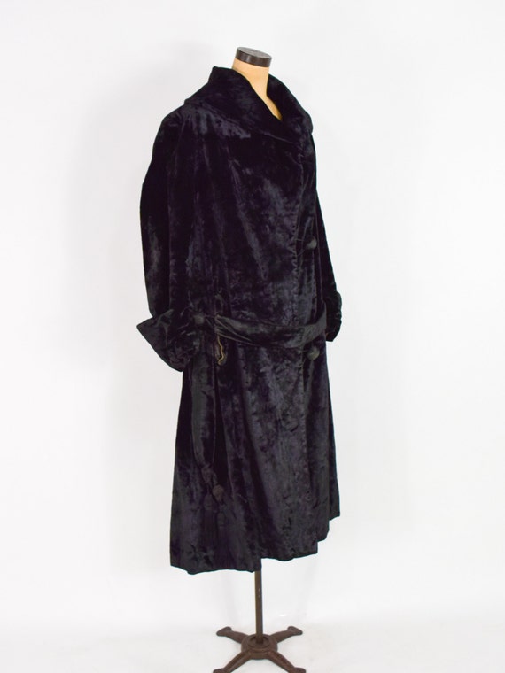 1900s Black Velvet Coat | Black Cotton Velvet Coa… - image 4