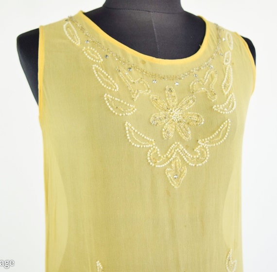 1920s Buttercup Yellow Silk Dress | 20s Yellow Be… - image 5