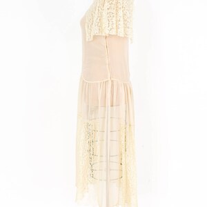 1920s Ivory Silk Chiffon Dress 20s Ivory Chiffon & Lace Dress Wedding Small image 4