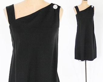 1960s Black Silk Cocktail Dress | 60s Black Sleeveless Dress | Jackie O | Larry Aldrich | Medium