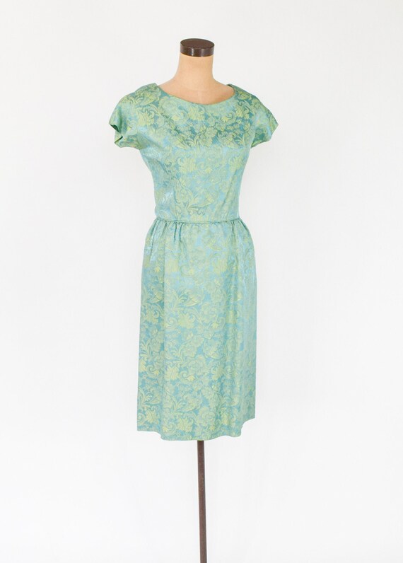 1950s Turquoise Brocade  Dress Jacket Set | 50s B… - image 3