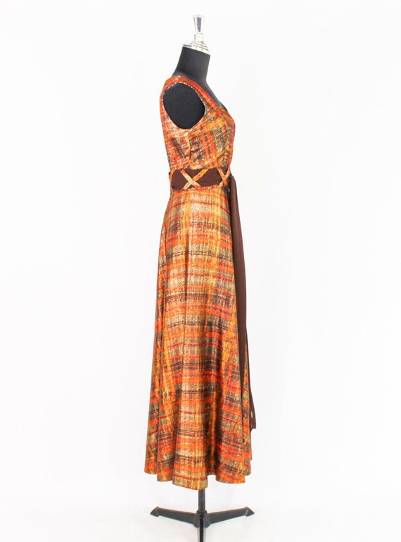 1970s Metallic Orange & Brown Evening Dress | 70s… - image 7
