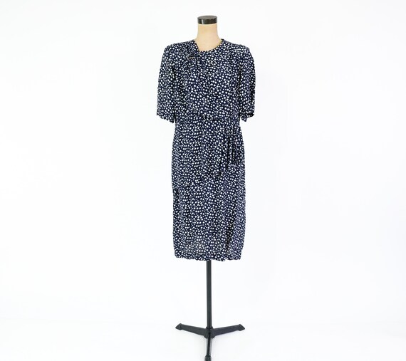 1940s Navy Blue Polka Dot Dress | Vintage Navy Ex… - image 8