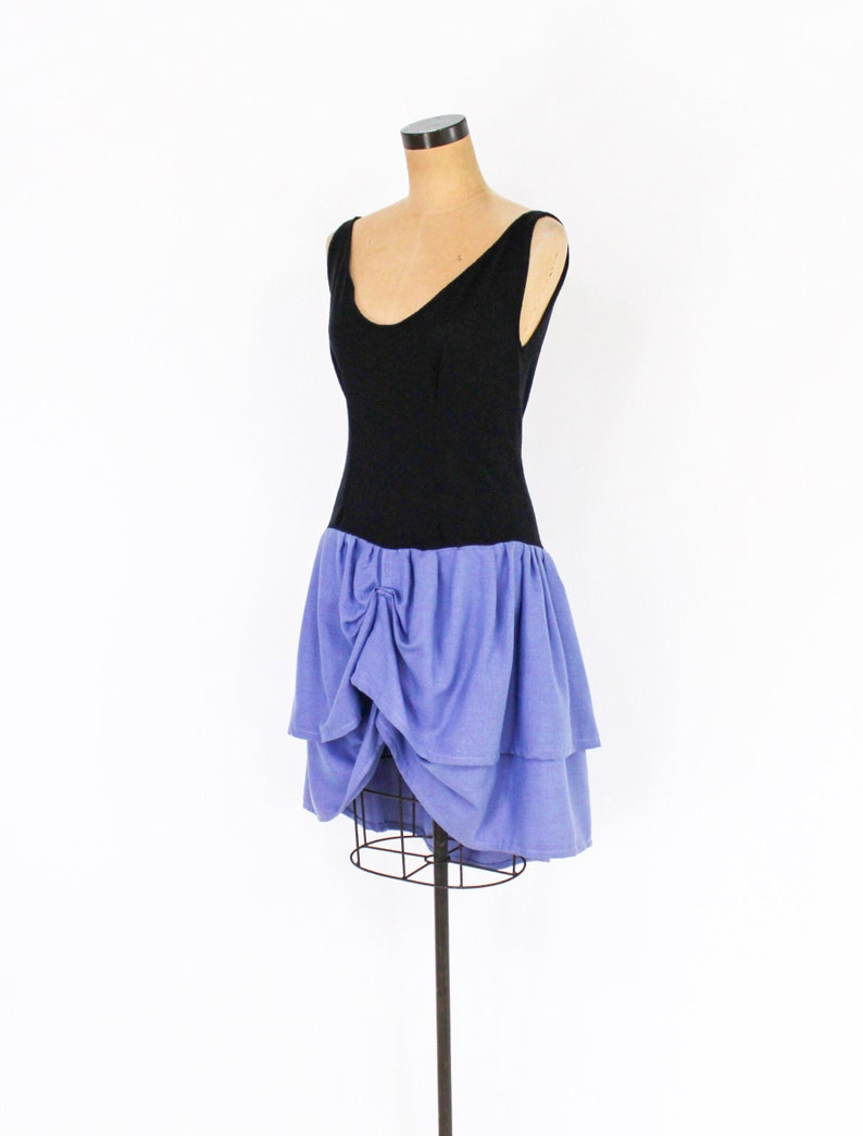 1990s Black & Blue Party Dress 90s Sleeveless Asymmetrical Dress fufi CLOBBER NAAS Medium image 2