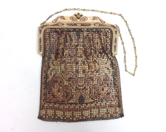1920s Brown Enamel Handbag | Vintage Mesh Handbag, Art Deco