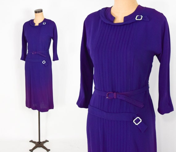 1940s Purple Crepe Dress | 40s Purple Rayon Crepe… - image 2