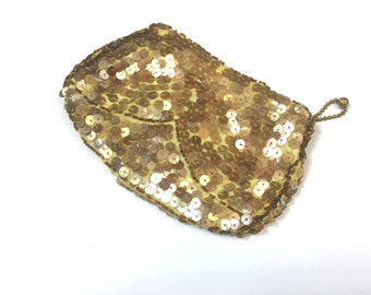 1930s Gold Sequin Clutch | 30s Gold Sequin Purse | Art Deco