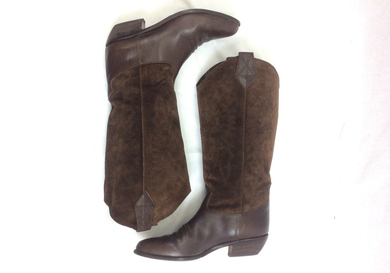 US 7.5 EU 38 UK 5.5 Bandolino Italy Brown Western Riding Boots 80s Brown Leather Cowboy Boots