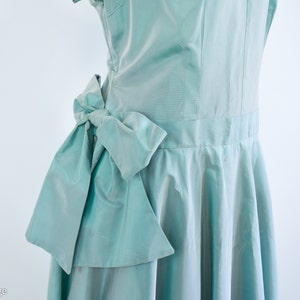 1940s Iridescent Green Evening Dress 40s Mint Green Taffeta Formal Old Hollywood XL image 8