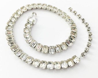 50s Rhinestone Necklace | Brilliant Single Strand | Eisenberg