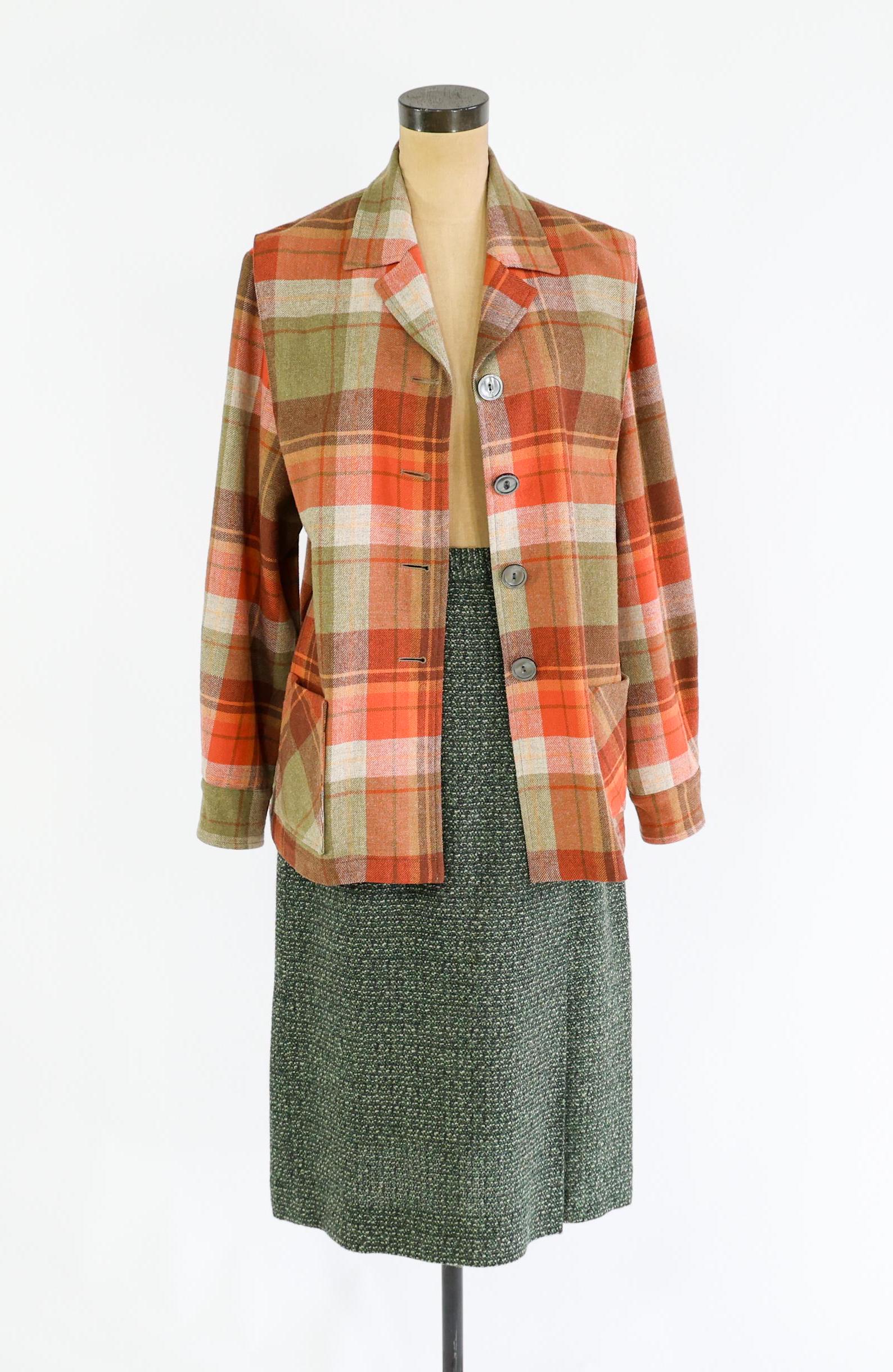 【期間限定】Pendleton Plaid Wool Jacket 70's Vintage Pendleton Suit Set Womans Large Brown 70s Plaid Wool