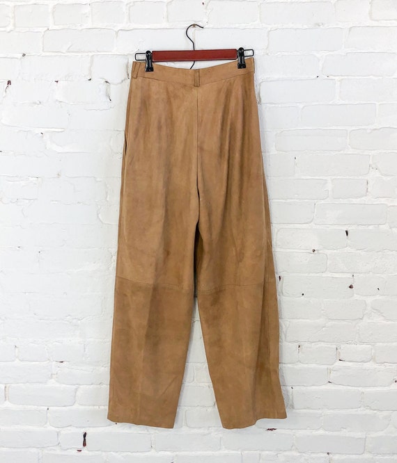 1980s Brown Suede Leather Pants | 80s Tan Suede P… - image 3