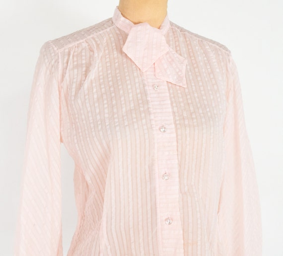 1950s Pink Nylon Blouse | 50s Sheer Pink Blouse |… - image 7