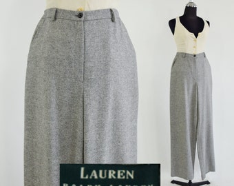 Lauren | 1990s Gray Wool & Cashmere Slacks | 90s Gray Tweed Wool Slacks |  Ralph Lauren | Size 8