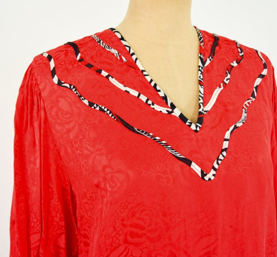 1980s Diane Freis Outfit | 1980s Red Skirt Blouse… - image 7