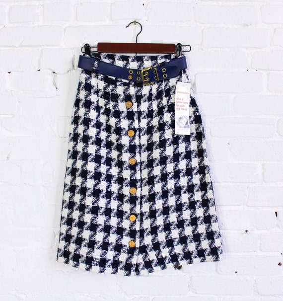 Grey plaid skirt 60s cheap