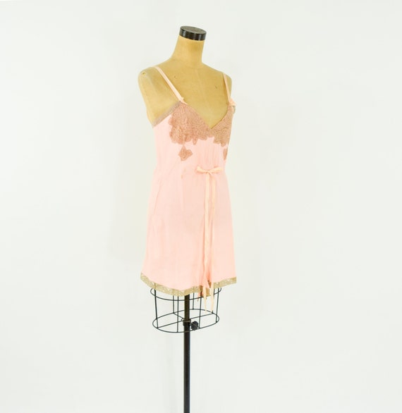 1920s Peach Silk Romper Lingerie | 20s Pink Silk … - image 5