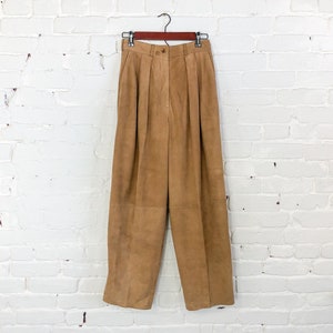 1980s Brown Suede Leather Pants 80s Tan Suede Pleated Pants - Etsy