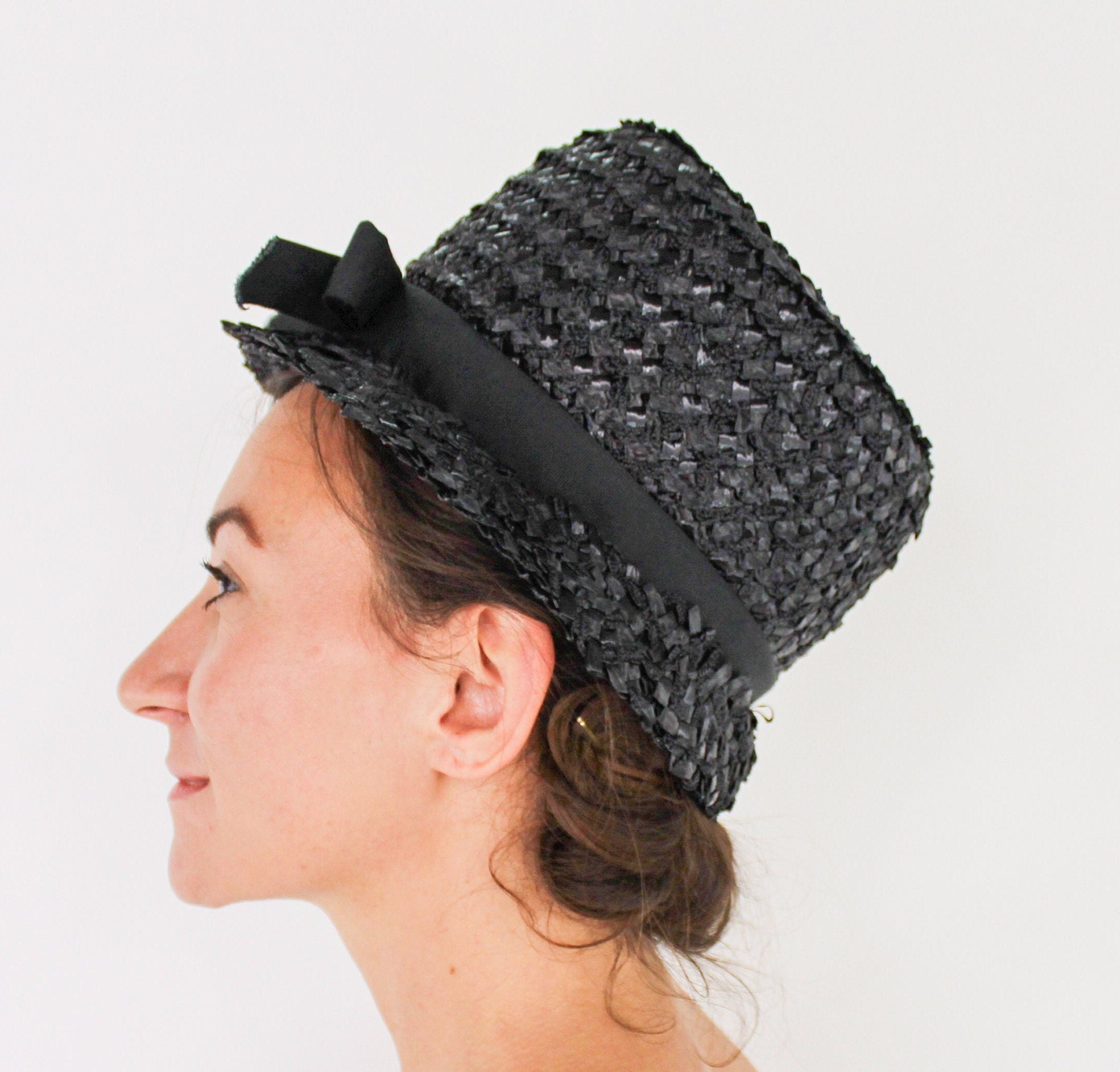 Beautiful Black Dress/Church Hat by Mr. Charles Elegant Black Wedding Hat for Women - Black Church Hat  main image 2
