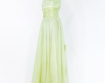 1950s Vintage Lime Green Evening Dress | Citron Long Formal, Small - Etsy