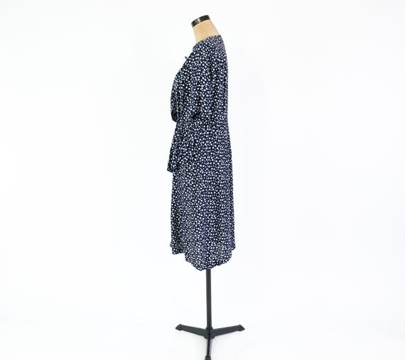 1940s Navy Blue Polka Dot Dress | Vintage Navy Ex… - image 4