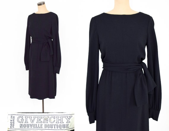 1960s Black Crepe Evening Dress | 60s Black Crepe