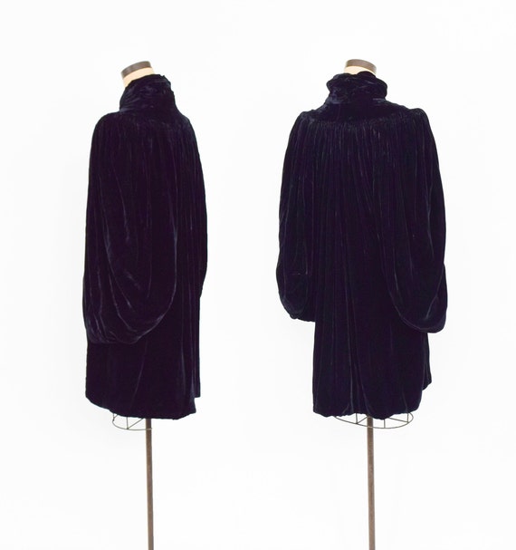 1930s Black Silk Velvet Coat | 30s Black Velvet E… - image 7