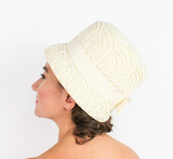 1960s White Wool Bucket Hat | 60s Creme Wool Felt… - image 2