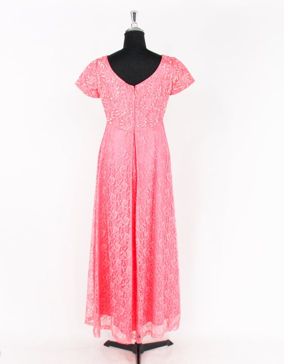 1950s Pink Lace Sequin Formal | 50s Pink Lace Eve… - image 6