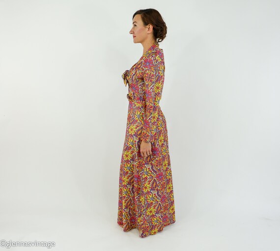 1970s Flowered Metallic Halter Maxi Dress Jacket … - image 5